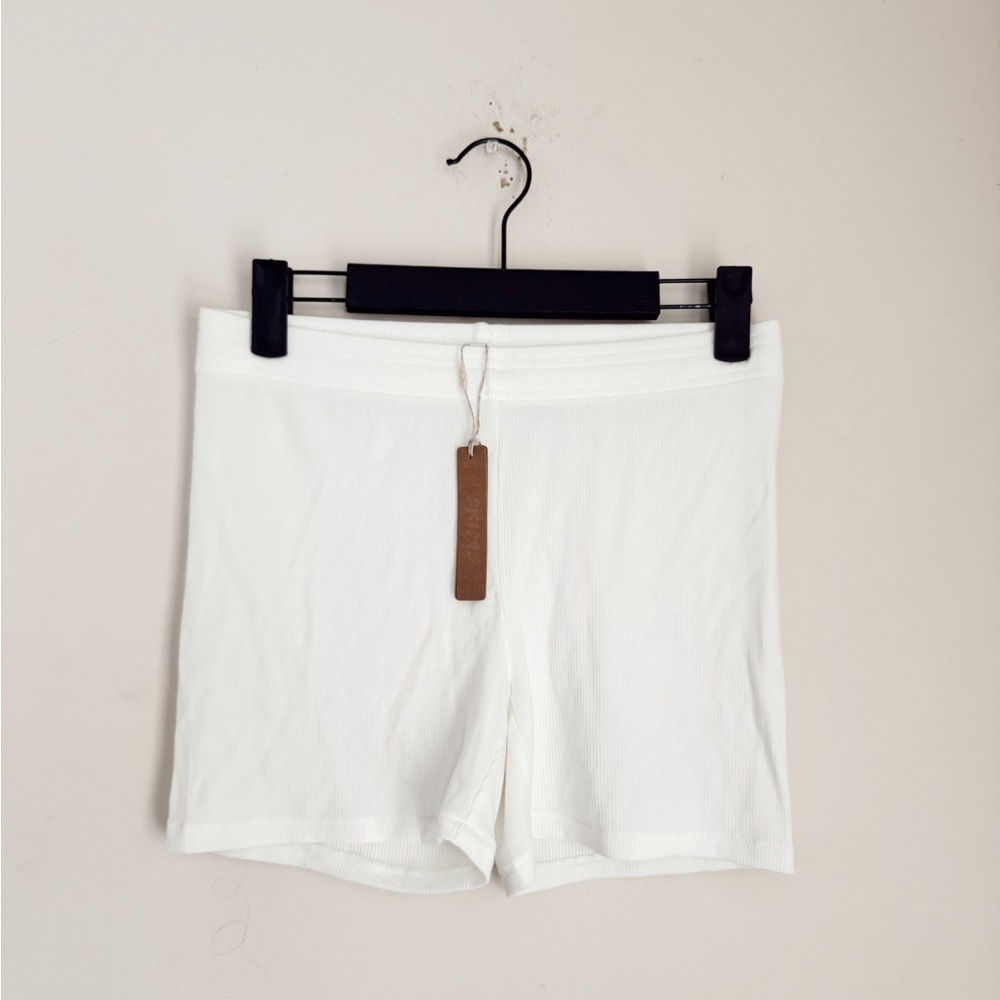 SKIMS White Bike Shorts Form-Fitting Minimalist Design